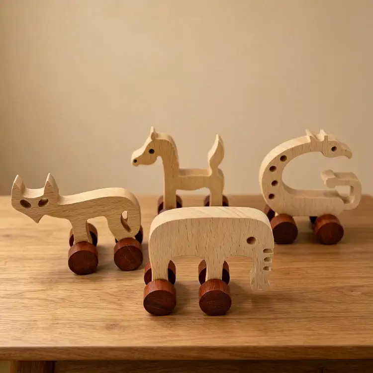 Letter Animals Cars - Custom OEM Solid Wood A-Z Alphabet Animal Car Educational Toy Photo | WOODMEMORY