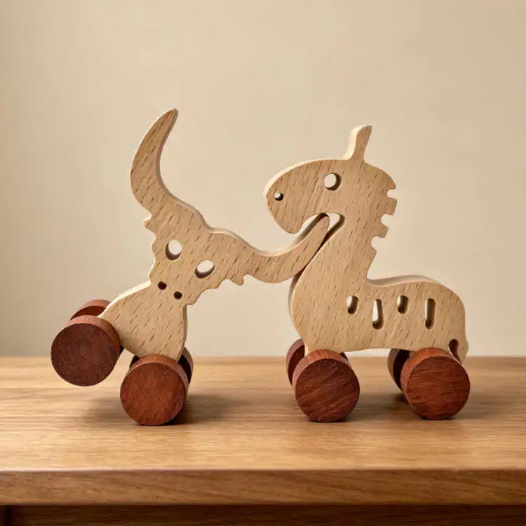 Letter Animals Cars - Custom OEM Solid Wood A-Z Alphabet Animal Car Educational Toy Photo | WOODMEMORY
