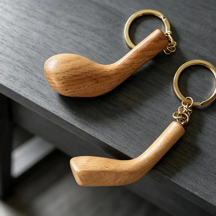 Golf Club Keyring - Custom OEM Mini Solid Wood Golf Club Decor Keyring Factory Photo | WOODMEMORY
