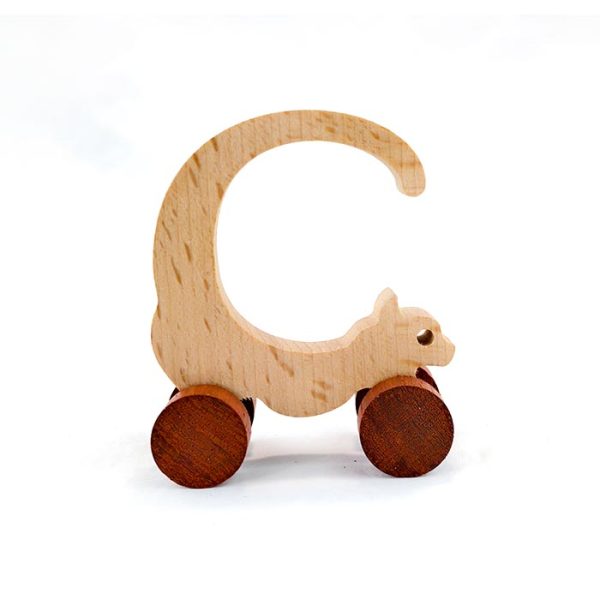 letter C 1 Natural Wooden Letter Animals Cars With 4-26 Characters,Friendly For Children's Eyes