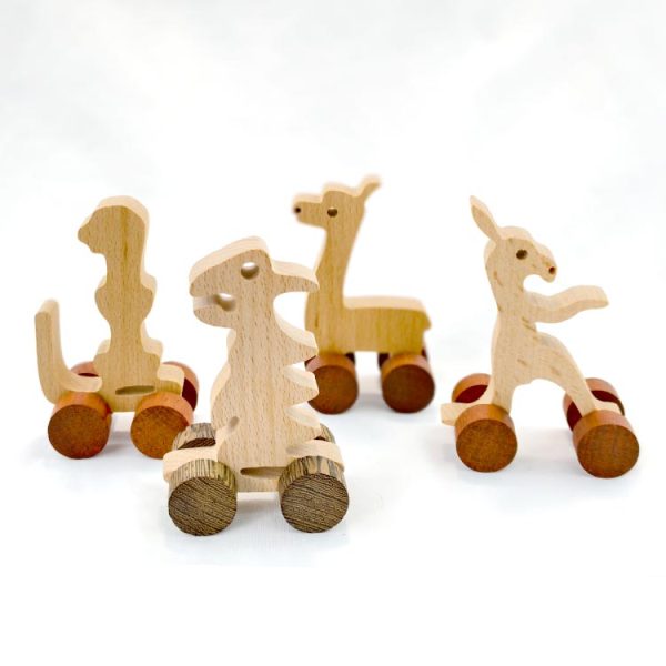 letter animals car IJKL WOODMEMORY Natural Wooden Talking Action Figures,Best Special Needs Educational Toys,26 Letter Animals With Wheels