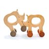 letter animals car R rhino 4 WOODMEMORY Natural Wooden Talking Action Figures,Best Special Needs Educational Toys,26 Letter Animals With Wheels