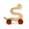 letter animals car S snake 1 WOODMEMORY Natural Wooden Talking Action Figures,Best Special Needs Educational Toys,26 Letter Animals With Wheels