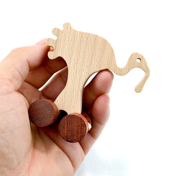letter animals car T turkey 3 WOODMEMORY Natural Wooden Talking Action Figures,Best Special Needs Educational Toys,26 Letter Animals With Wheels