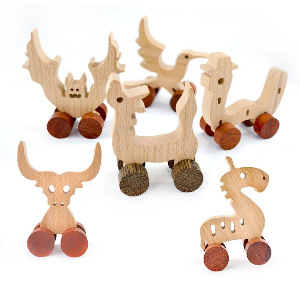 letter animals car UVWXYZ WOODMEMORY Natural Wooden Talking Action Figures,Best Special Needs Educational Toys,26 Letter Animals With Wheels