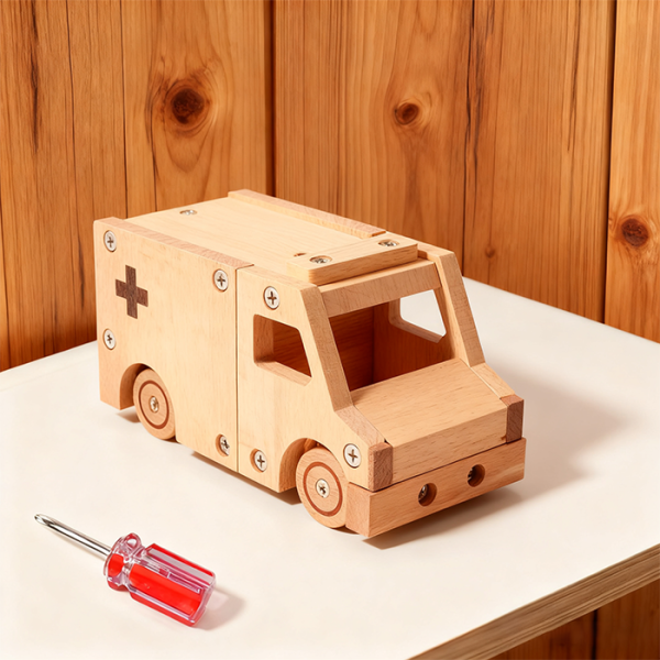 Natural Wooden Toy Vehicles 5 Designs