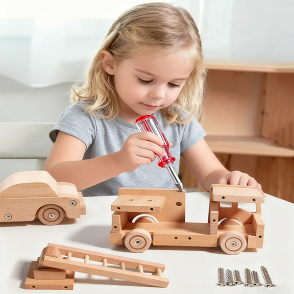 Natural Wooden Toy Vehicles 5 Designs